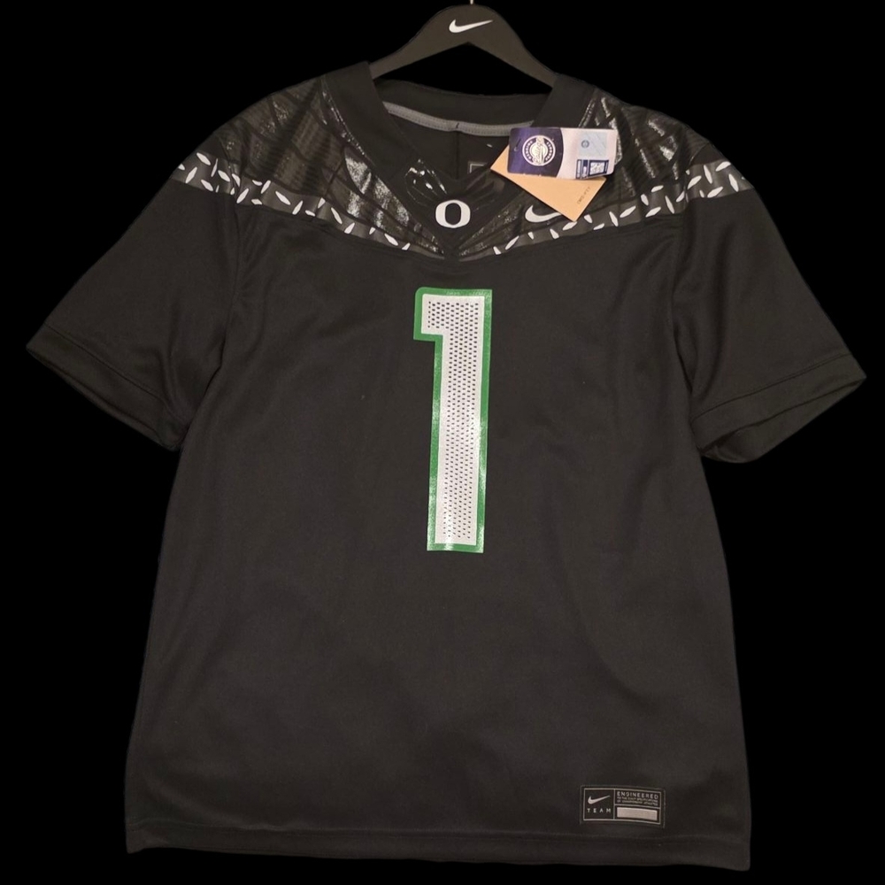 Nike Men's Black Jersey with Green Accents